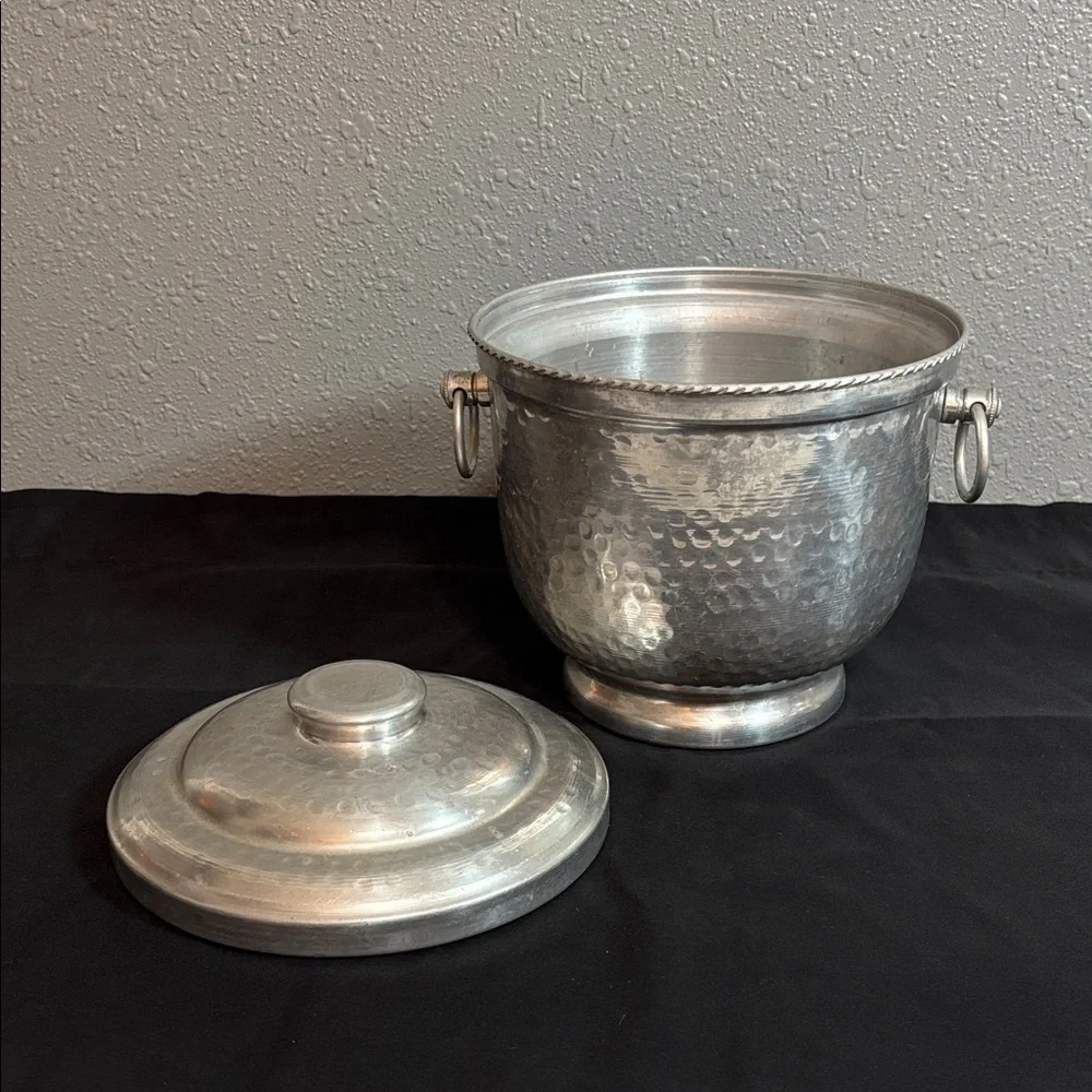 Vintage Hammered Aluminum Ice Bucket